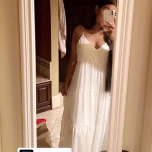 gold and white strap maxi dress